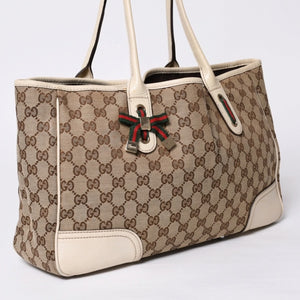 GUCCI Gucci One Shoulder Handbag 163805 2123 GG Canvas Sherry Line Leather Beige Good Condition Used 4a000214