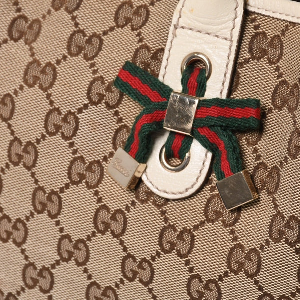 GUCCI Gucci One Shoulder Handbag 163805 2123 GG Canvas Sherry Line Leather Beige Good Condition Used 4a000214