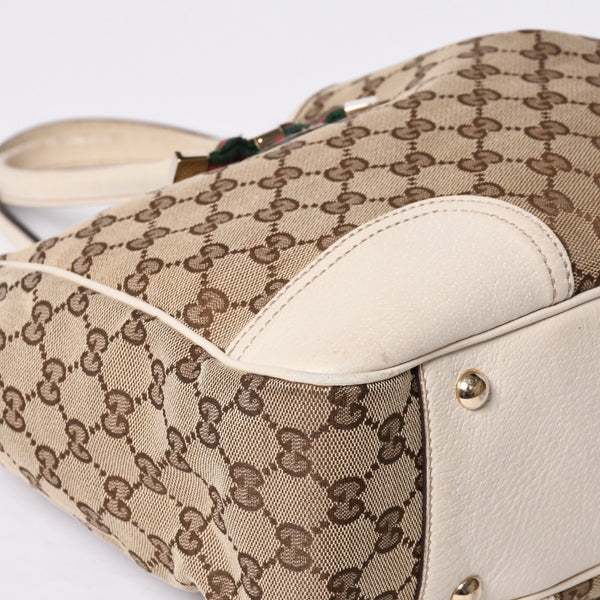 GUCCI Gucci One Shoulder Handbag 163805 2123 GG Canvas Sherry Line Leather Beige Good Condition Used 4a000214