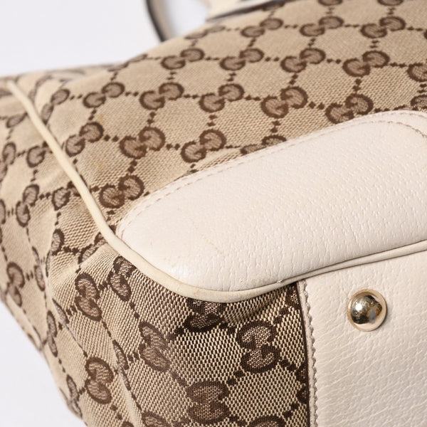 GUCCI Gucci One Shoulder Handbag 163805 2123 GG Canvas Sherry Line Leather Beige Good Condition Used 4a000214