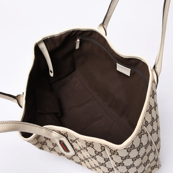 GUCCI Gucci One Shoulder Handbag 163805 2123 GG Canvas Sherry Line Leather Beige Good Condition Used 4a000214