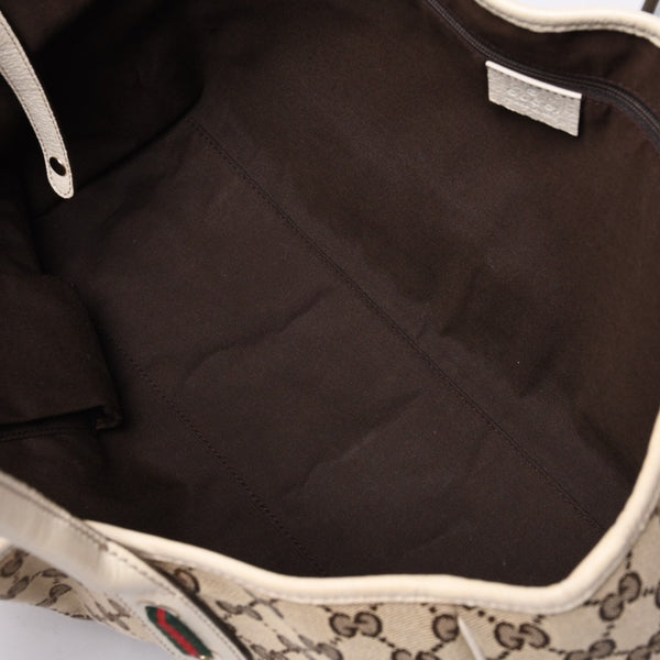 GUCCI Gucci One Shoulder Handbag 163805 2123 GG Canvas Sherry Line Leather Beige Good Condition Used 4a000214