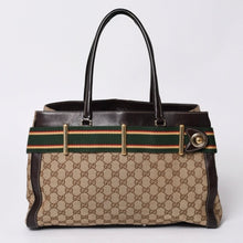 画像をギャラリービューアに読み込む, GUCCI グッチ ワンショルダー ハンドバッグ 162873 205027 GGキャンバス シェリーライン レザー ブラウン 美品 中古 4a000209