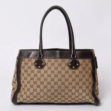 画像をギャラリービューアに読み込む, GUCCI グッチ ワンショルダー ハンドバッグ 162873 205027 GGキャンバス シェリーライン レザー ブラウン 美品 中古 4a000209