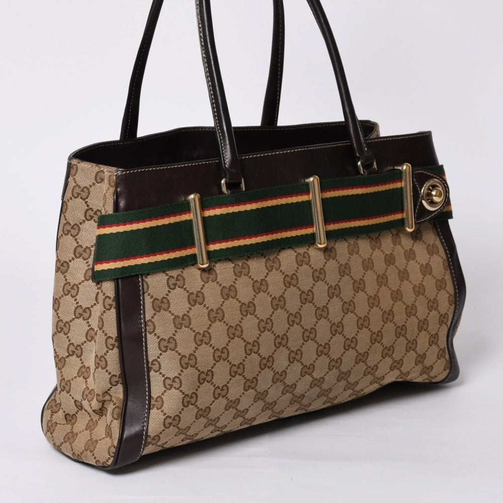 GUCCI Gucci One Shoulder Handbag 162873 205027 GG Canvas Sherry Line Leather Brown Good Condition Used 4a000209