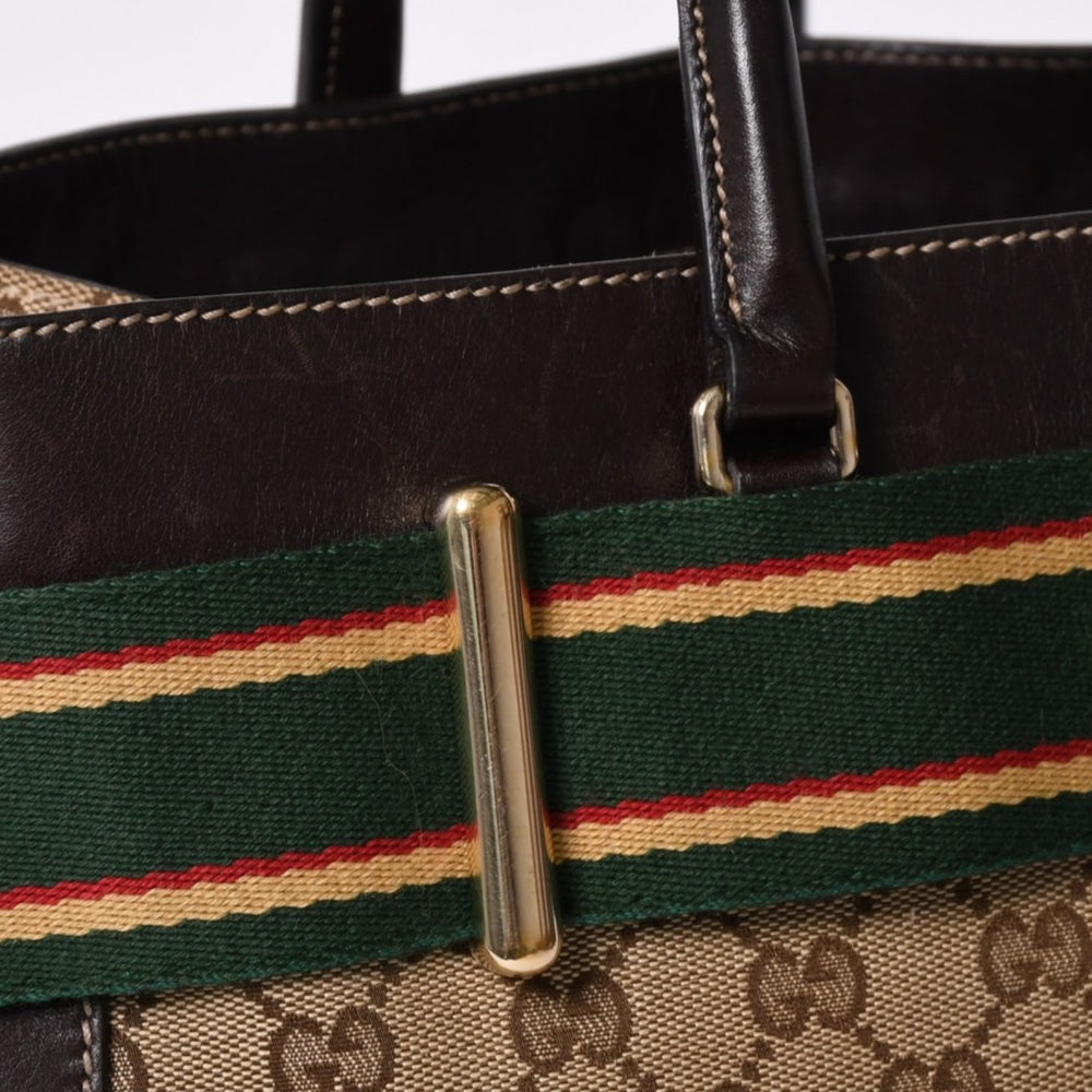GUCCI Gucci One Shoulder Handbag 162873 205027 GG Canvas Sherry Line Leather Brown Good Condition Used 4a000209