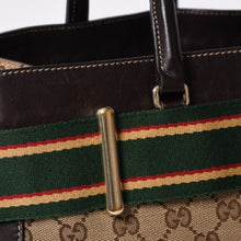 画像をギャラリービューアに読み込む, GUCCI グッチ ワンショルダー ハンドバッグ 162873 205027 GGキャンバス シェリーライン レザー ブラウン 美品 中古 4a000209