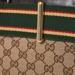 GUCCI グッチ ワンショルダー ハンドバッグ 162873 205027 GGキャンバス シェリーライン レザー ブラウン 美品 中古 4a000209