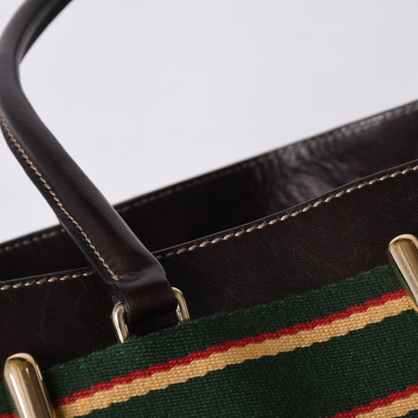 GUCCI グッチ ワンショルダー ハンドバッグ 162873 205027 GGキャンバス シェリーライン レザー ブラウン 美品 中古 4a000209