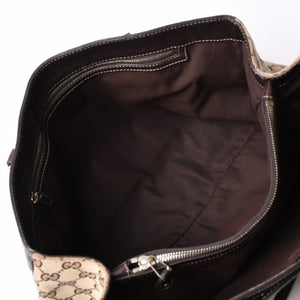 GUCCI グッチ ワンショルダー ハンドバッグ 162873 205027 GGキャンバス シェリーライン レザー ブラウン 美品 中古 4a000209