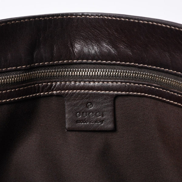 GUCCI グッチ ワンショルダー ハンドバッグ 162873 205027 GGキャンバス シェリーライン レザー ブラウン 美品 中古 4a000209