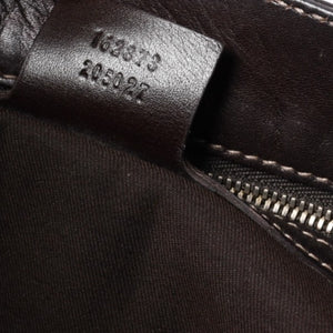 GUCCI グッチ ワンショルダー ハンドバッグ 162873 205027 GGキャンバス シェリーライン レザー ブラウン 美品 中古 4a000209