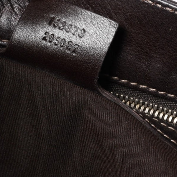 GUCCI グッチ ワンショルダー ハンドバッグ 162873 205027 GGキャンバス シェリーライン レザー ブラウン 美品 中古 4a000209