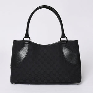 Very good condition GUCCI Gucci one shoulder handbag 113015 001013 GG canvas leather black gold hardware used 4a000194