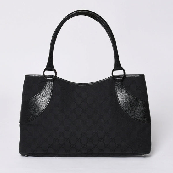 Very good condition GUCCI Gucci one shoulder handbag 113015 001013 GG canvas leather black gold hardware used 4a000194