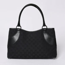 画像をギャラリービューアに読み込む, 極美品 GUCCI グッチ ワンショルダー ハンドバッグ 113015 001013 GGキャンバス レザー ブラック ゴールド金具 中古 4a000194