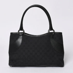 Very good condition GUCCI Gucci one shoulder handbag 113015 001013 GG canvas leather black gold hardware used 4a000194
