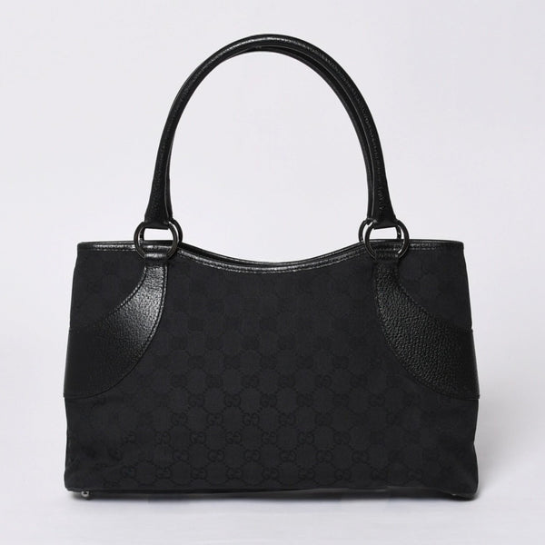 Very good condition GUCCI Gucci one shoulder handbag 113015 001013 GG canvas leather black gold hardware used 4a000194