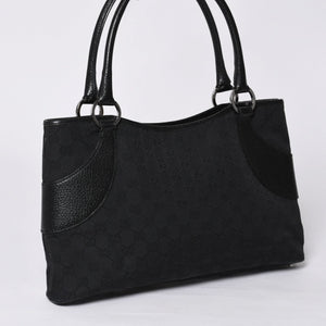 Very good condition GUCCI Gucci one shoulder handbag 113015 001013 GG canvas leather black gold hardware used 4a000194