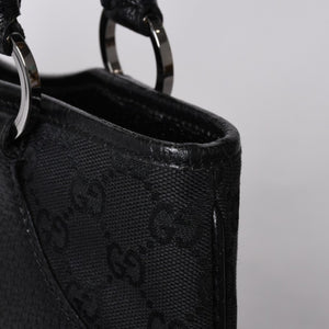 Very good condition GUCCI Gucci one shoulder handbag 113015 001013 GG canvas leather black gold hardware used 4a000194