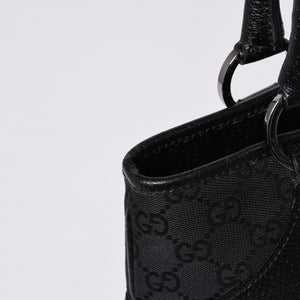 Very good condition GUCCI Gucci one shoulder handbag 113015 001013 GG canvas leather black gold hardware used 4a000194