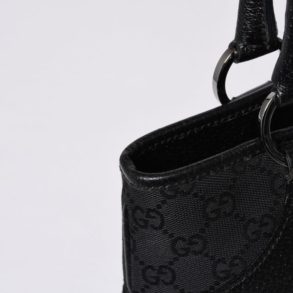 Very good condition GUCCI Gucci one shoulder handbag 113015 001013 GG canvas leather black gold hardware used 4a000194