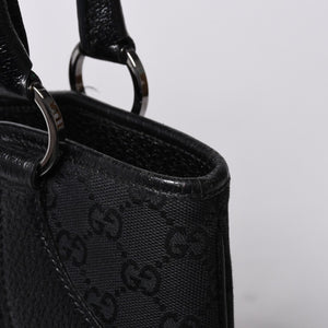 Very good condition GUCCI Gucci one shoulder handbag 113015 001013 GG canvas leather black gold hardware used 4a000194