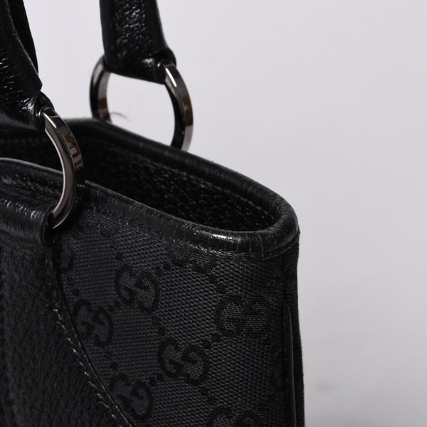 Very good condition GUCCI Gucci one shoulder handbag 113015 001013 GG canvas leather black gold hardware used 4a000194