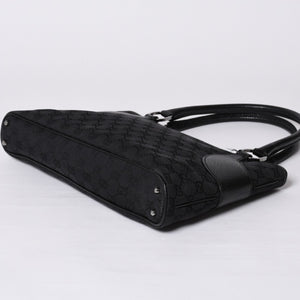 Very good condition GUCCI Gucci one shoulder handbag 113015 001013 GG canvas leather black gold hardware used 4a000194
