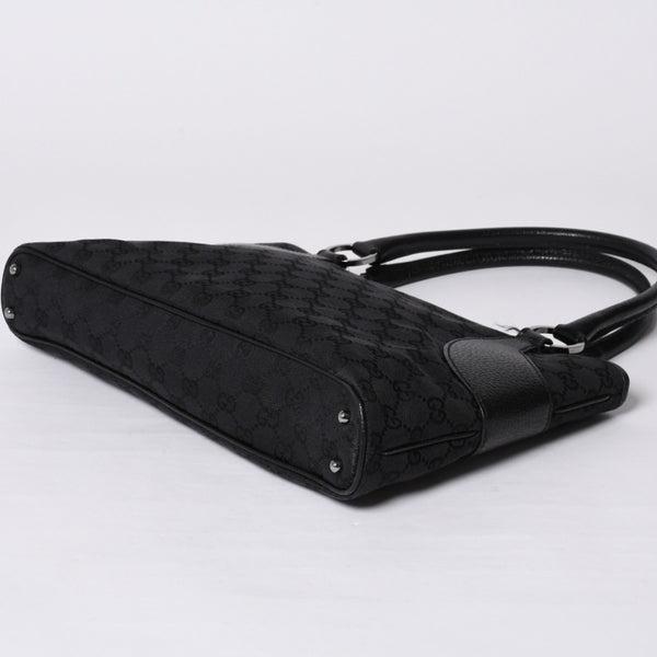 Very good condition GUCCI Gucci one shoulder handbag 113015 001013 GG canvas leather black gold hardware used 4a000194