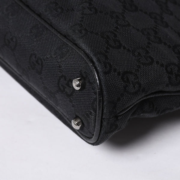 Very good condition GUCCI Gucci one shoulder handbag 113015 001013 GG canvas leather black gold hardware used 4a000194