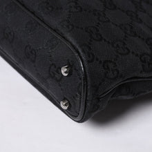 画像をギャラリービューアに読み込む, 極美品 GUCCI グッチ ワンショルダー ハンドバッグ 113015 001013 GGキャンバス レザー ブラック ゴールド金具 中古 4a000194