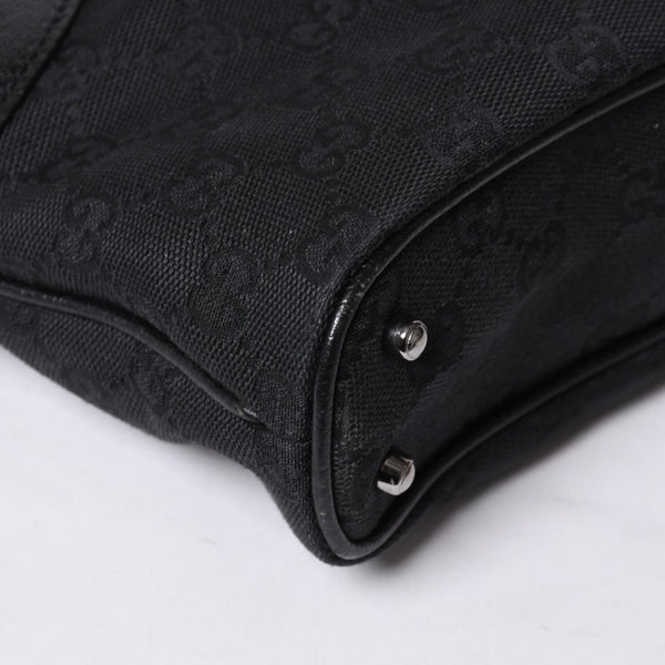 Very good condition GUCCI Gucci one shoulder handbag 113015 001013 GG canvas leather black gold hardware used 4a000194