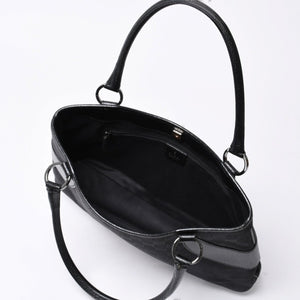 Very good condition GUCCI Gucci one shoulder handbag 113015 001013 GG canvas leather black gold hardware used 4a000194