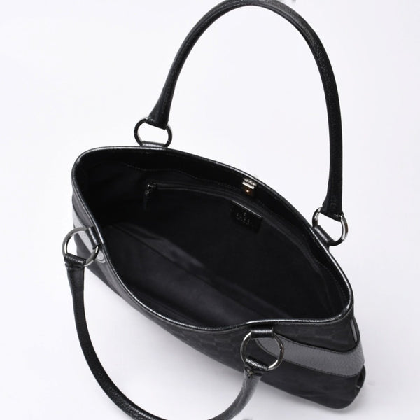 Very good condition GUCCI Gucci one shoulder handbag 113015 001013 GG canvas leather black gold hardware used 4a000194
