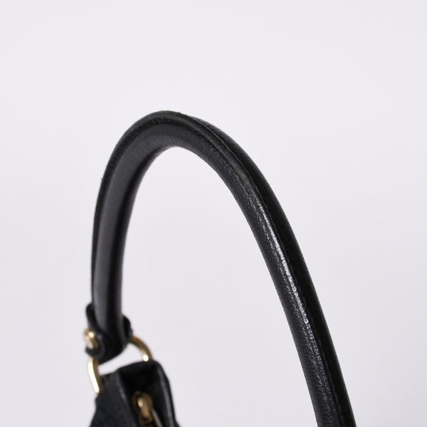 Very Good Condition GUCCI Gucci Hobo One Shoulder Handbag 130738 214397 GG Canvas Leather Black Gold Hardware Used 4a000212