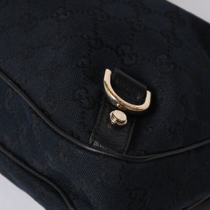 Very Good Condition GUCCI Gucci Hobo One Shoulder Handbag 130738 214397 GG Canvas Leather Black Gold Hardware Used 4a000212