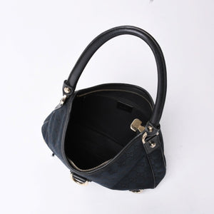 Very Good Condition GUCCI Gucci Hobo One Shoulder Handbag 130738 214397 GG Canvas Leather Black Gold Hardware Used 4a000212