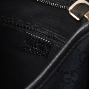 Very Good Condition GUCCI Gucci Hobo One Shoulder Handbag 130738 214397 GG Canvas Leather Black Gold Hardware Used 4a000212