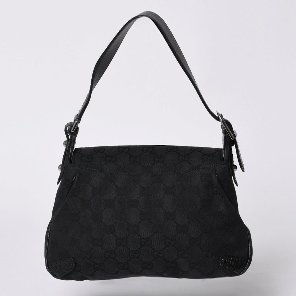 GUCCI グッチ ホースビット ホーボー ハンドバッグ 120984 GGキャンバス レザー ブラック シルバー金具 美品 中古 4a000401
