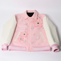 New and unused READYMADE×Takashi Murakami Readymade mononoke・made Varsity jacket cherry blossom pink white 4a000357