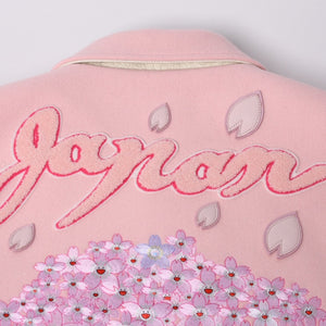New and unused READYMADE×Takashi Murakami Readymade mononoke・made Varsity jacket cherry blossom pink white 4a000357