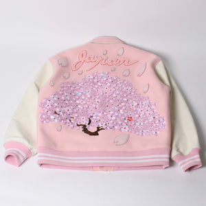 New and unused READYMADE×Takashi Murakami Readymade mononoke・made Varsity jacket cherry blossom pink white 4a000357