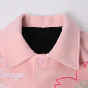 New and unused READYMADE×Takashi Murakami Readymade mononoke・made Varsity jacket cherry blossom pink white 4a000357