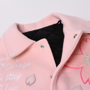 New and unused READYMADE×Takashi Murakami Readymade mononoke・made Varsity jacket cherry blossom pink white 4a000357