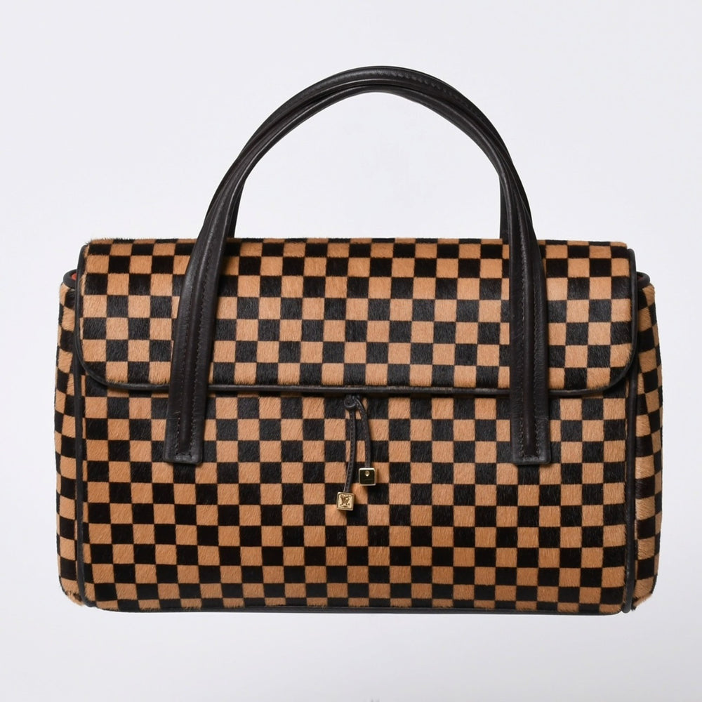 LOUIS VUITTON Lion Handbag M92131 Brown Leather Damier Sauvage Gold Hardware Good Condition Used 4a000763