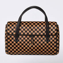 画像をギャラリービューアに読み込む, LOUIS VUITTON ルイヴィトン ライオン ハンドバッグ M92131 ブラウン レザー ダミエソバージュ ゴールド金具 美品 中古 4a000763