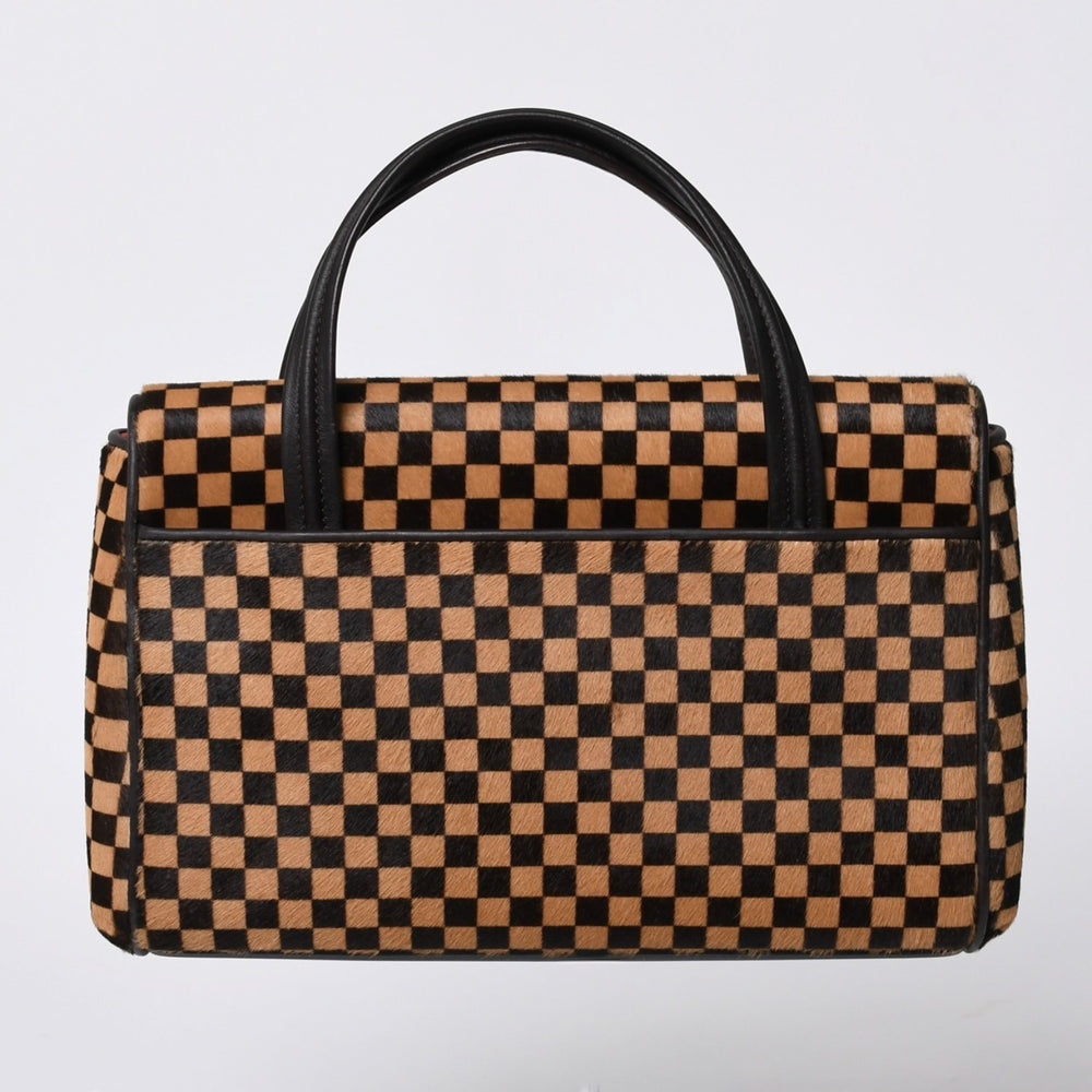 LOUIS VUITTON Lion Handbag M92131 Brown Leather Damier Sauvage Gold Hardware Good Condition Used 4a000763