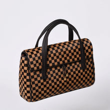 画像をギャラリービューアに読み込む, LOUIS VUITTON ルイヴィトン ライオン ハンドバッグ M92131 ブラウン レザー ダミエソバージュ ゴールド金具 美品 中古 4a000763