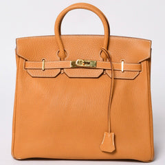 極美品 エルメス HERMES オータクロア 32 ハンドバッグ フィヨルド ナチュラルサブレ ゴールド金具 レディース □A刻印中古 4a000974